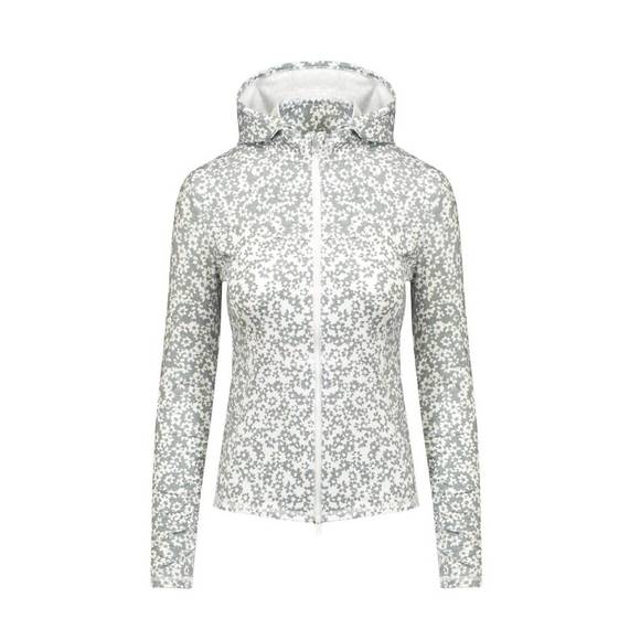 NEW G/FORE floral print full zip hoodie in heather grey - Picture 5 of 5